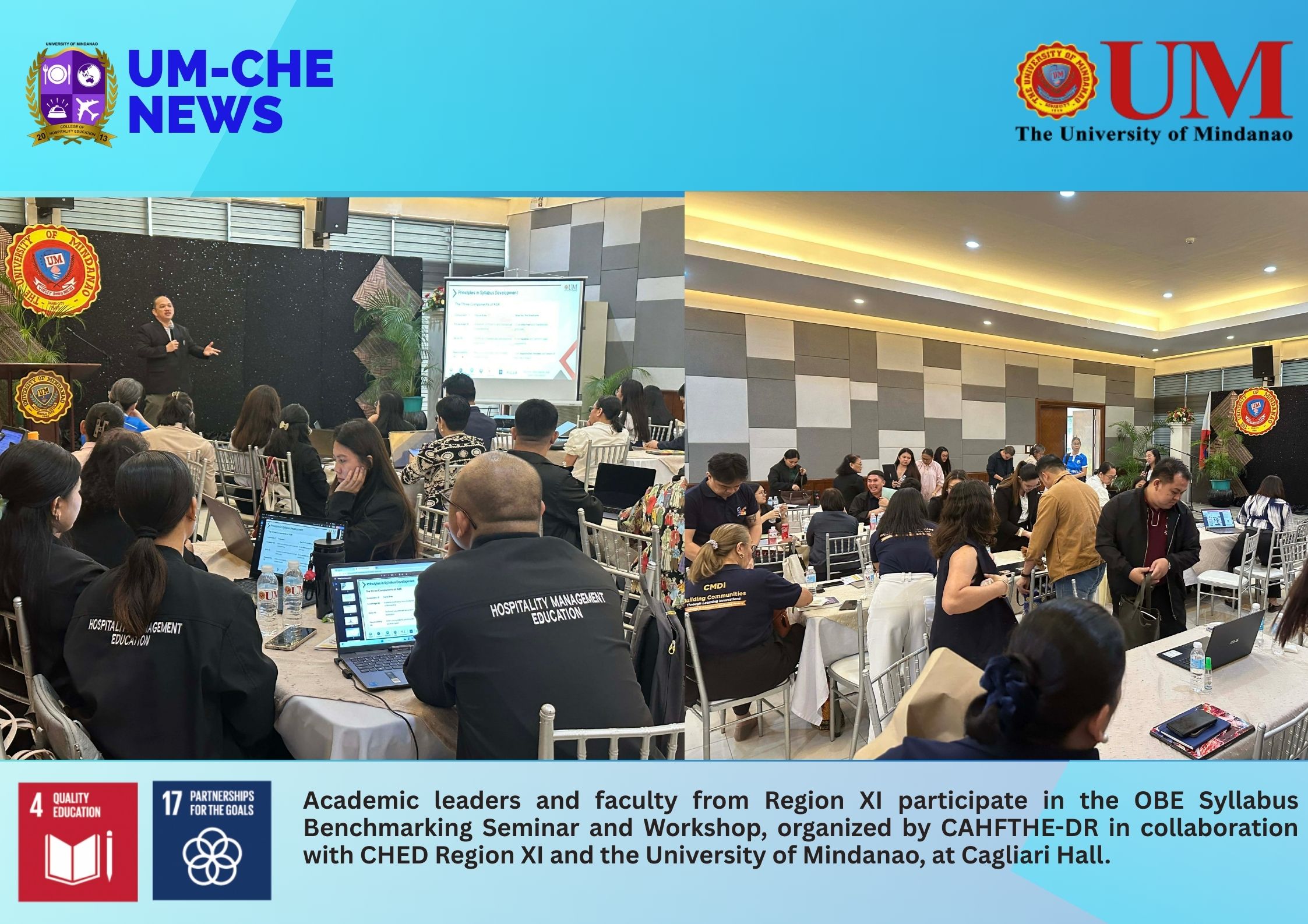 UM-CHE and CAHFTHE-DR/CHED XI Co-Host Regional OBE Syllabus Benchmarking Seminar for Tourism and Hospitality Educators